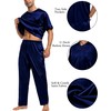 SWOMOG Men Satin Pajama Set Short Sleeve Pj Set 2