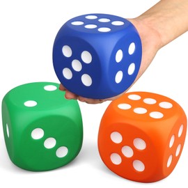 Large 3 Inch Foam Dice Fidget Cube, Jumbo Stress Relief Dice with Number Dots Big Dice, Squeeze Squishy Giant Foam Dice Large Dice for Christmas Math Game Classroom Party Favors Bag Stuffers