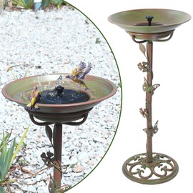 MNRYLKB 28.5" H Solar Bird Bath for Outside,Solar Fountain and Cast Iron Bird Bath,Metal Bird Baths Bubbler,Birdbaths for Outdoors,for Garden Outdoor Decoration