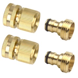 2 Sets (4 PCS) Brass Quick Hose End Connector Garden Hose Nozzle Connect Kit