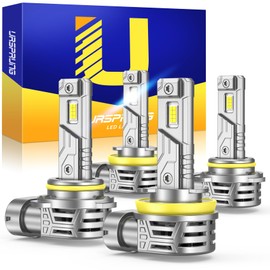 Ursprung H11 9005 Fog Light Combo, Upgraded 62000LM Brightness 900% Brighter, 1:1 Size Easy Installation H9 H8 HB3 Fog Driving Light Bulbs, Plug and Play, 99% CANBUS Ready, Pack of 4