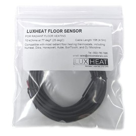 LuxHeat Temperature Floor Sensor For Radiant Under Floor Heating. NTC 10kohm 15ft Probe, Suitable For Most Heating Installations. Compatible With Most Brands, Honeywell Aube Ditra NuHeat & More, 2Pack