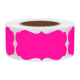 Hybsk 300pcs Fluorescent Pink Christmas Gift Stickers Blank Jar Canning Labels 1.25 x 2.28 Inch Holiday Present Tags