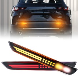 PGTOPONE Red LED Rear Bumper Reflectors Fog Brake Tail Light Lamps Compatible with Mazda CX-50 CX50 Add on Turn Signal Feature Accessories (SMOKED STYLE)