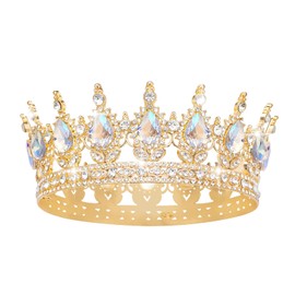Queen Crown Rhinestone Wedding Crowns and Tiaras for Women Costume Party Hair Accessories Princess Birthday Crown Crystal Bridal Crown (KC Gold & Moonlight Crown)