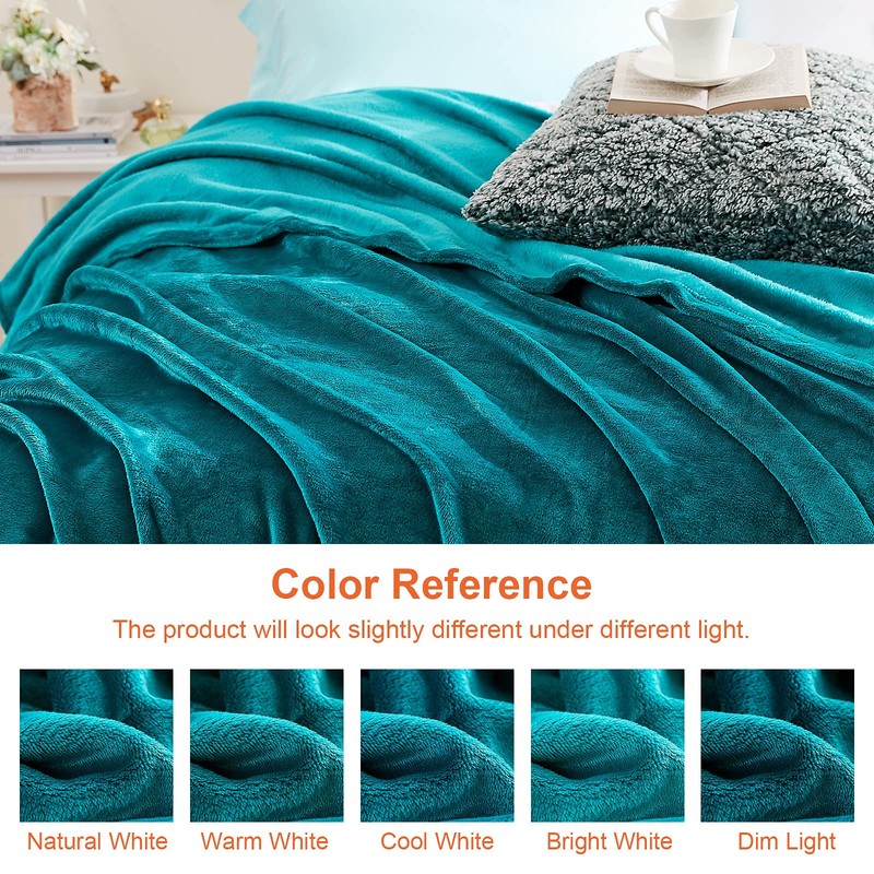 EHEYCIGA Fleece Blanket Teal Throws for Sofas Fluffy Warm Soft