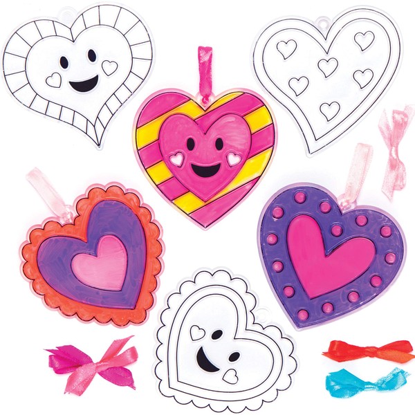 Baker Ross AT360 Heart Suncatcher Decorations - Pack of 10,