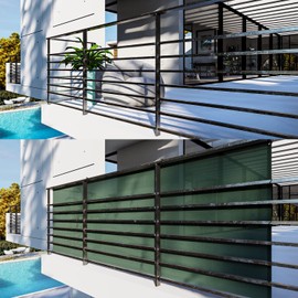 INFRANGE Balcony Privacy Fence Screen 3' x 124' Mesh Windscreen Fencing Shield Cover Included Cable Ties for Deck Apartment Porch Backyard Patio Outdoor, Green