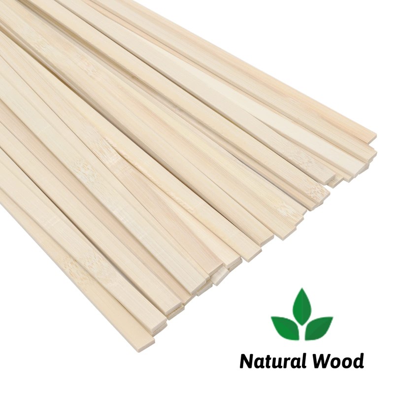 DOITEM Natural Extra Long Bamboo Wooden Craft Sticks 50 Pieces