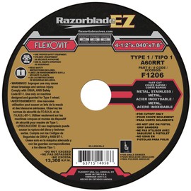 Flexovit® 4-1/2" X .040" X 7/8" RAZORBLADE®EZ 60 Grit Aluminum Oxide Grain Reinforced Type 1 Thin Cut-Off Wheel (F1206 Pack of 25)