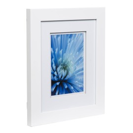 Snap 8x10 Flat Double Mat for 5x7 Photo, Wall Mount & Tabletop Picture Frame, 5" x 7", White