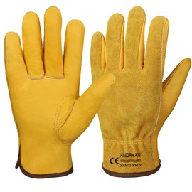 Xndryan Gardening Gloves for Men Women, Thornproof Gardening Gloves Heavy Duty Garden Gloves Men Welding Gloves Comfortable Breathable Women Gardening Gloves Leather Working Gloves