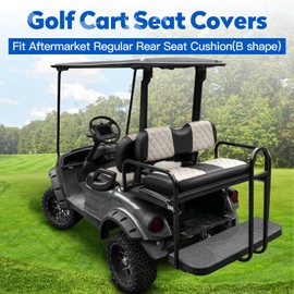NOKINS Golf Cart Diamond Vinyl Seat Covers, Fit Club Car Precedent/DS/EZGO RXV/TXT/Yamaha Drive Aftermarket Regular Rear Seat Cushion, No Stapler, Multiple Colors and Breathable(Oyster Gray&Black)