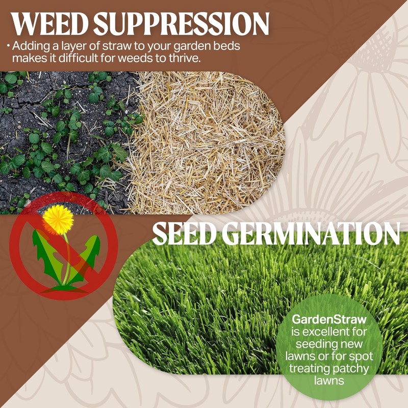 HealthiStraw GardenStraw, 3 cu ft (20 lbs) All-Natural Mulch for