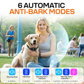 2in1 Bark Collar for Large Medium Small Dogs Shock Collar Smart Rechargeable Anti Stop Barking Device Training Collar Automatic and Manual Mode with Remote Tag Beep Vibrartion Shock for All Breeds