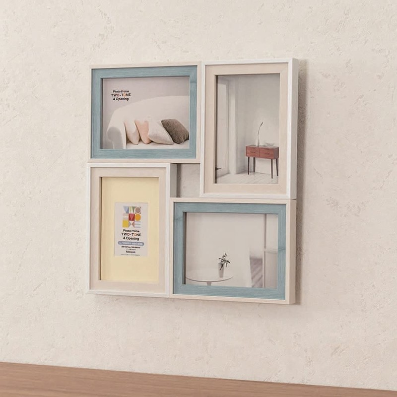 Nakabayashi Resin Two-Tone Photo Frame 4-Opening Blue F-TMS-111-4-B