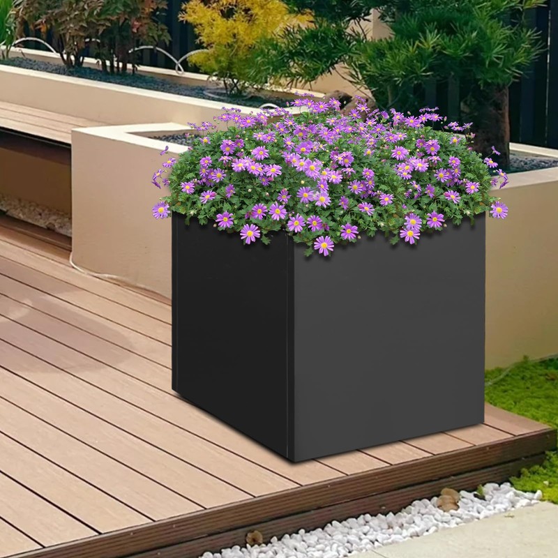 Galvanized Steel Planter Box, 24Inch Large Square Indoor Outdoor Planters