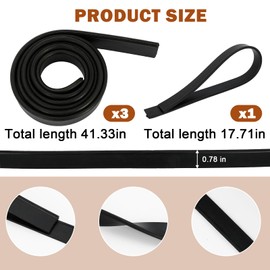 4 Rolls Rubber Replacement Blades, 41 Inch Squeegee Blade x3, 18 Inch x1, Silicone Squeegee Rubber Refill for Windows, Glass, Shower Doors Cleaning