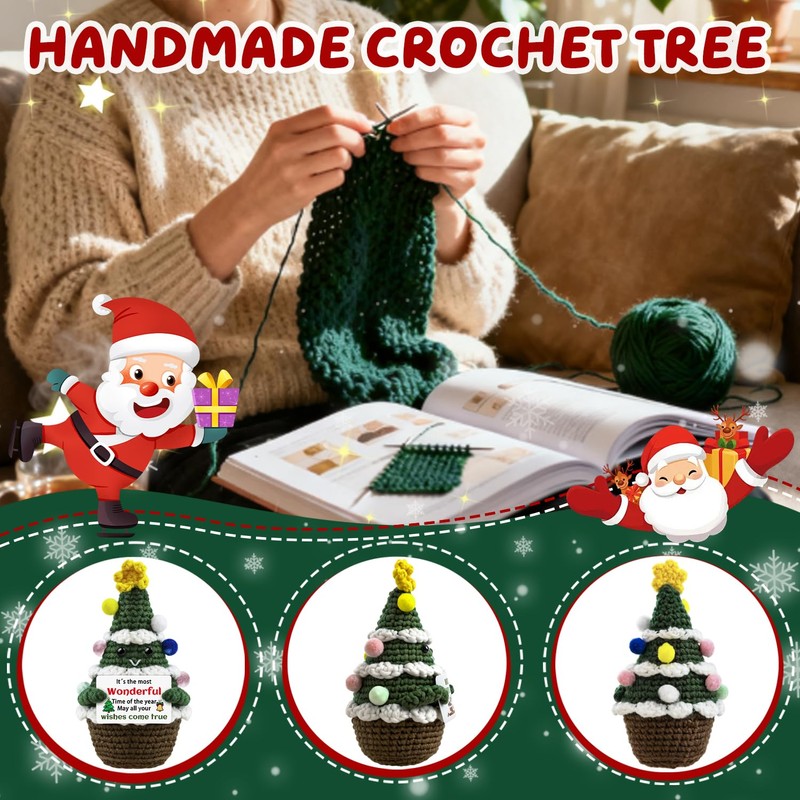 Zetckzilv Christmas Stocking Stuffers Funny Handmade Crochet Christmas Tree