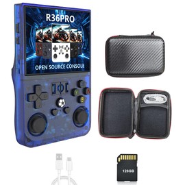 R36MAX Handheld Game Console, Retro Emulators Handheld, Portable Pocket Game Console - 4inch IPS Screen, 4000mAh, 60 Emulators Support, 20000+ Games, Protective Case (128GB)