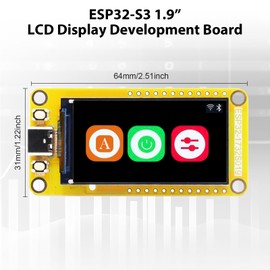 ESP32-S3 Development Board with 1.9 Inch Screen LVGL AYWHP 170 x 320 ESP32 Display LCD TFT Module WiFi + Bluetooth 8M PSRAM 16M Flash Compatible with Arduino