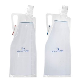 Survivor Filter 2L Clear Collapsible Water Bottles - Travel, Hiking, Foldable, BPA-Free - 2 x 67oz