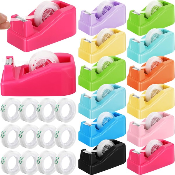 Watersay 12 Pack Multicolor Desktop Tape Dispenser 4 Inch Non