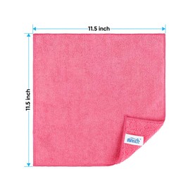 HOMEXCEL Pink Microfiber Cleaning Cloth, 12 Pack Premium Microfiber Towels for Cars, Lint Free, Scratch-Free, Highly Absorbent, Reusable Cleaning Rags for Car, Household, Kitchen, Window, 11.5"X11.5"