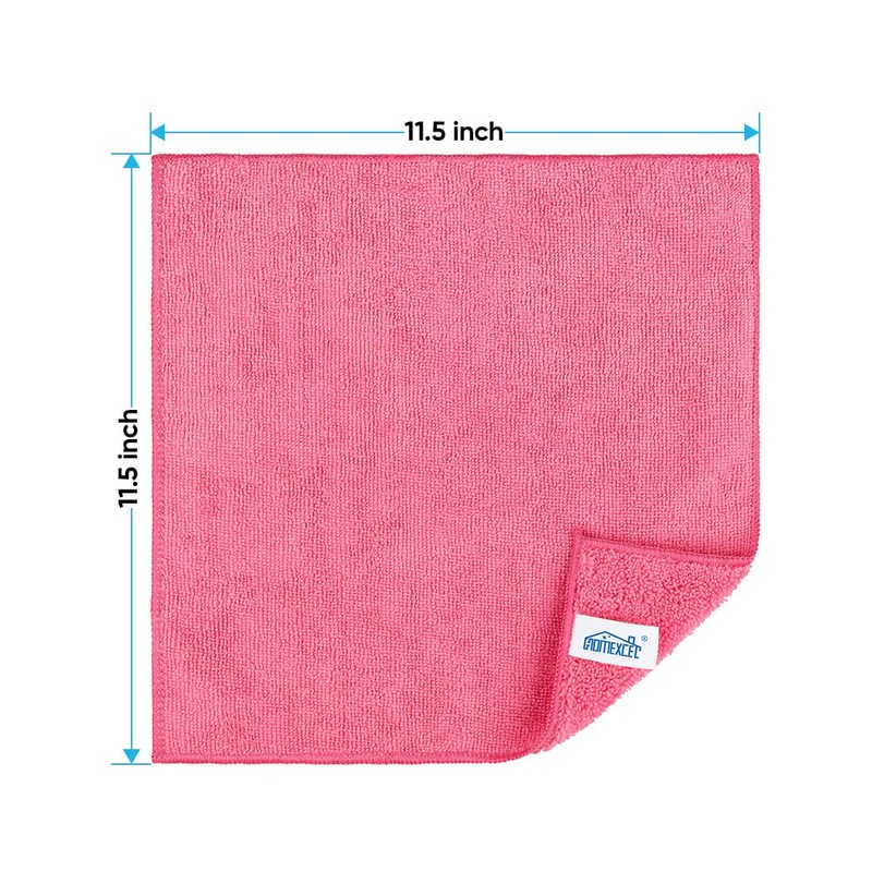 HOMEXCEL Pink Microfiber Cleaning Cloth, 12 Pack Premium Microfiber Towels