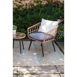 ZSLUKEJJ - Cojines impermeables para sillas de patio, muebles de patio, sofá, silla, almohadillas para orejas con correas ajustables, color azul, 17 x 16 x 3 pulgadas (1 unidad)