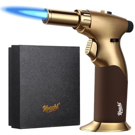 KOACKL Dual Flame Butane Torch Lighter, Refillable Kitchen Torch, Adjustable Flame with Ignition Lock Mini Blow Torch for Cooking, Creme Brulee, Soldering, Welding (Butane Gas Not Included)