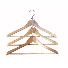 Proman Products Luxury Triad Kascade Wooden Hangers 50 Pack, Unique Triangle Ring Design, Space Saving Pants Clothes Hanger with Pants Bar and Shoulder Notches, Natural