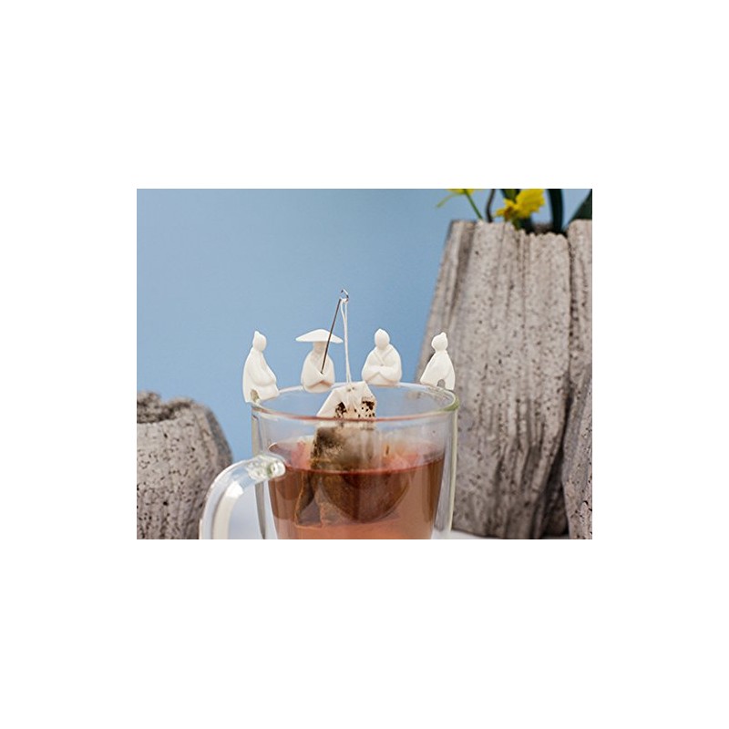 Kikkerland Teabag Holder, Plastic, White 10.2 x 12.2 x 3