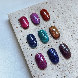 [Popular]Magnetic Glitter One Color Handmade Nail Tip - Mini Short Oval / [인기]자석글리터 원컬러 수제네일팁 - 미니숏오발