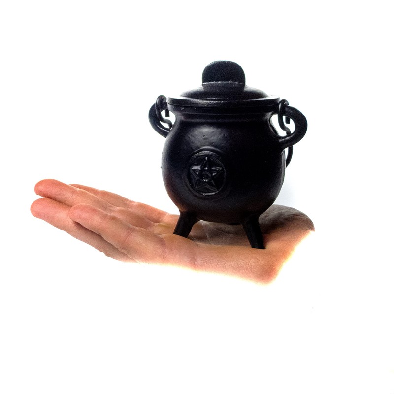 Cauldron Cast Iron Witchcraft Pentagram Incense Burner