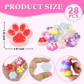 28 Pcs Cat Paw Squishies, Mini Paw Mochi Toys,Stress Relief Fidget Toys for Kids Adults Boys Girls,Cute Squishy Toys for Party Favors Classroom Prizes