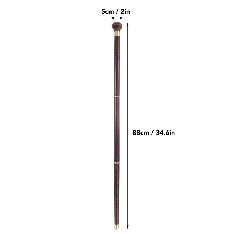 Elderly Wenge Walking Stick Elegant Ergonomic Detachable Round Grip Walking