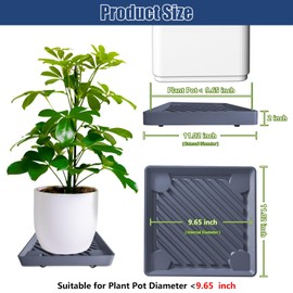 LandJoy 2PCS Square Plant Caddy with Wheels,Planter Roller Base,Heavy Duty Plant Caddy with Hidden Wheels, 360°Rolling Casters Plant Dolly,4 Invisible Casters,Gray,11.02 inches