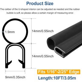 Kikerike Automotive Door Weather Stripping 25Ft Car Door Rubber Edge Trim Seal Strip Gasket with Top Bulb Easy to Install for Car Bus Camper Boat RV Truck Doors and Home Applications