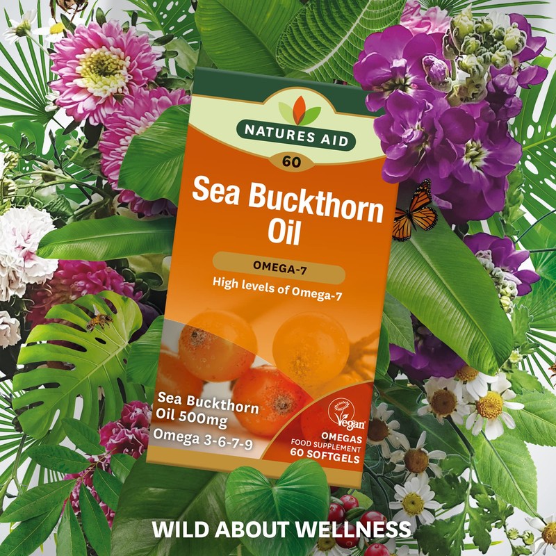 Natures aid 100% Pure Omega-7 Sea Buckthorn Oil 500mg, 60