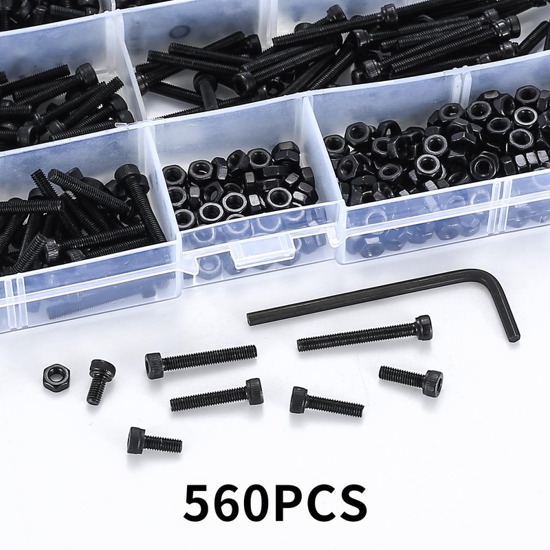 560 Piece M3 Screws Set, Pan Head Allen Screws Nuts