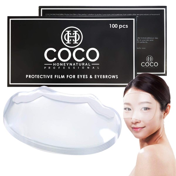 COCO-HONEY (100 PCS) Cocohoney Face Film Cover Shields Visors, Disposable Face Shields for Hairspray Salon Supplies, Microblading, Permanent Makeup, Shower, and Eyebrows Eyelash Extensions Eye Eyelid