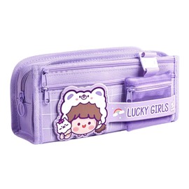 KCatsy Panda Pencil Case Large Pencil Case Pens Pencil Case Shake Penal Teenager School Pencil Case Gifts for Girls Boys, S-Bear Girl Purple, School backpack