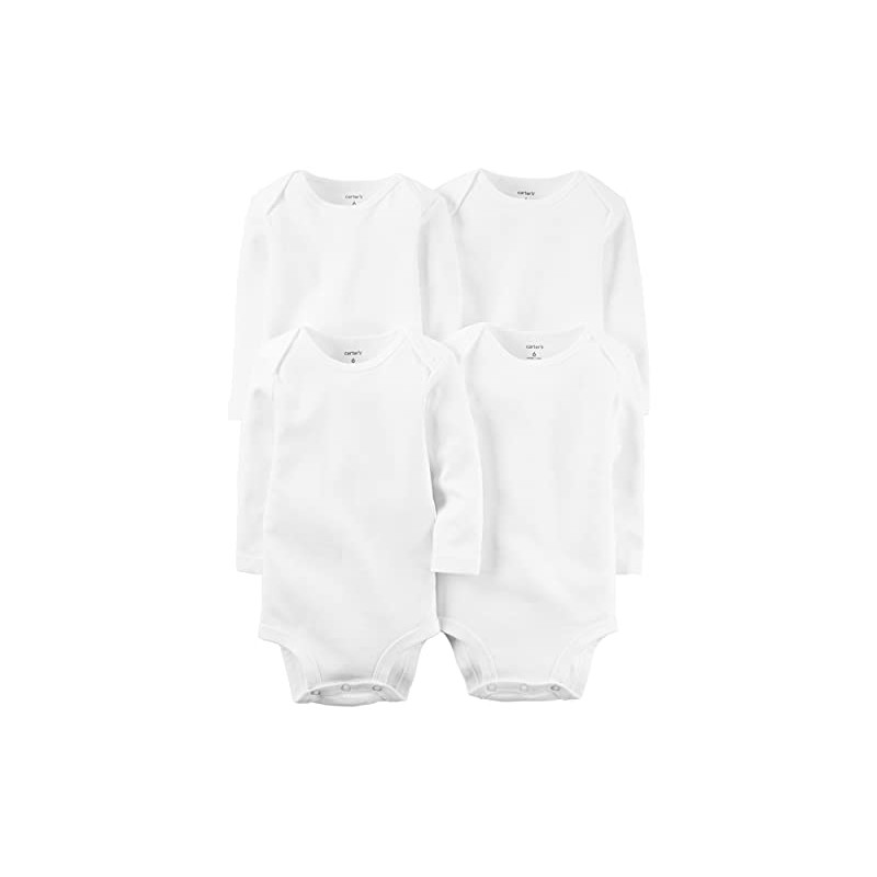 Carter's Baby Boys 4-Pack Long-Sleeve Original Bodysuits (White, 9 Months)