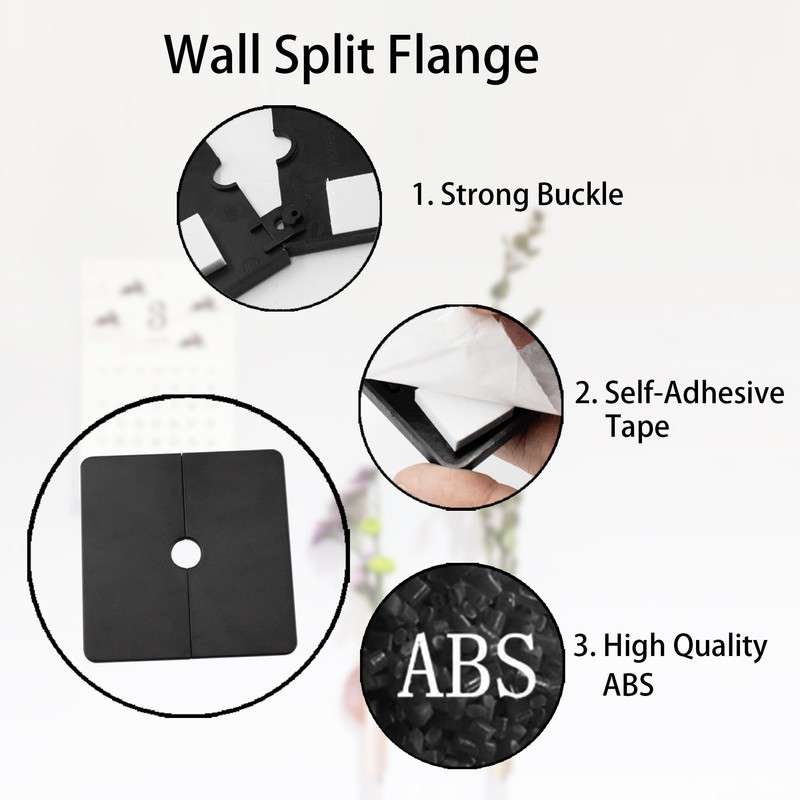 bociloy Wall Split Flange 12mm/0.47"Diameter, ABS Square Self-Adhesive Escutcheon Plate,