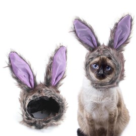 Rabbit Ears Costume, Costume for Cats, Cat Clothes (Purple)
