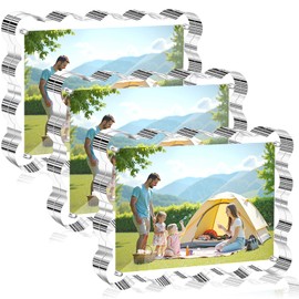 Aheroi 4x6 Acrylic Picture Frames, 3 Pack Clear Scalloped Acrylic Photo Frame Freestanding Magnetic Picture Frames for Desktop, Transparent Thickened Double Sided Picture Frame, Exclusive Shape Design