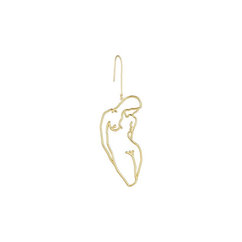 Abstract Gold Fun Statement Human Face Shaped Earrings Geometric Hollow