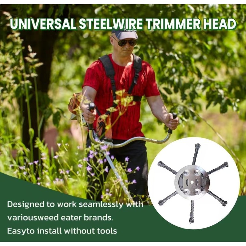 2025 New 6 Inches Steel Wire Grass Trimmer Head,Universal Steel