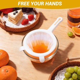 AIZOE Fine Mesh Strainer with Handle & Resting Tabs, 120 Mesh 5.9", Plastic Juice Strainer after Juicing, Nylon Juice Filter, Small Sieve for Kefir Grains, Soy/Nut Milk, Yogurt, Tea, Coffee, Honey